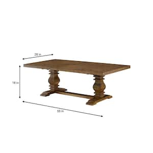 Eldridge 55 in. Haze Brown Rectangle Wood Top Coffee Table with Pedestal Base