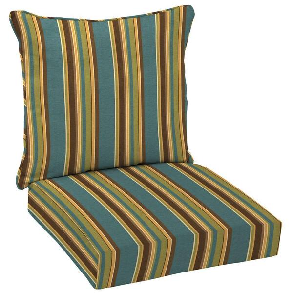 Arden Lakeside Stripe Welted 2-Piece Pillow Back Outdoor Deep Seating Cushion Set