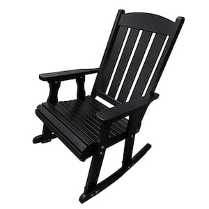 Solid Wood Outdoor Rocking Chair for Indoor or Patio and Porch, Black