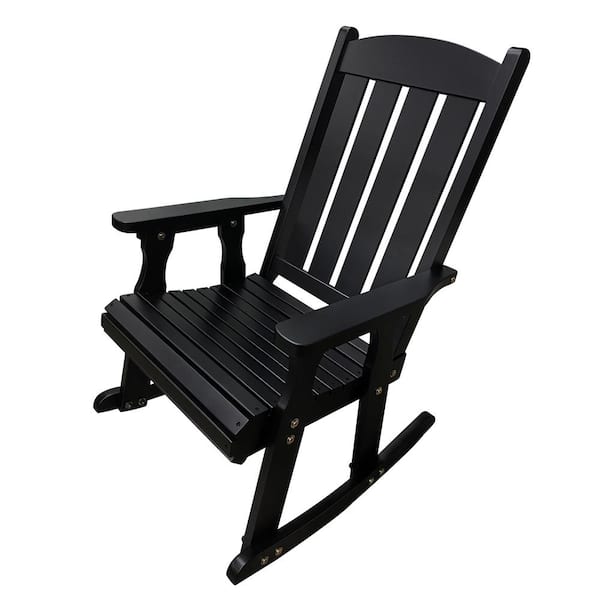 Innovaze Solid Wood Outdoor Rocking Chair for Indoor or Patio and Porch, Black