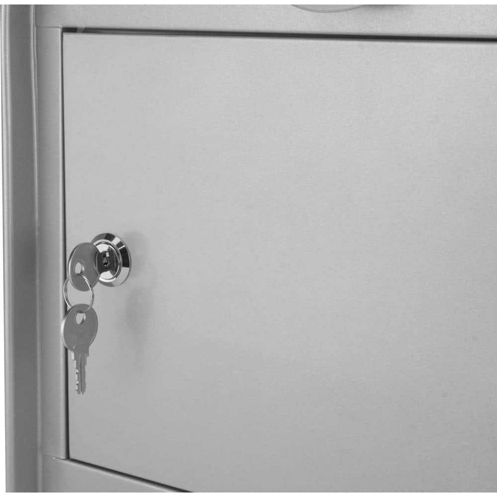 Large Gray Steel Locking Wall Mount Mailbox