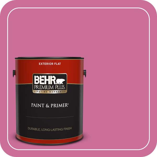 BEHR PREMIUM PLUS 1 gal. #100B-6 Fuchsia Kiss Flat Exterior Paint & Primer