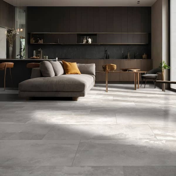 Zenith Grey Matte Sandstone Look Porcelain Rectangle Tile 16 in. x 32 in., Floor (14.20 sq. ft./Case)