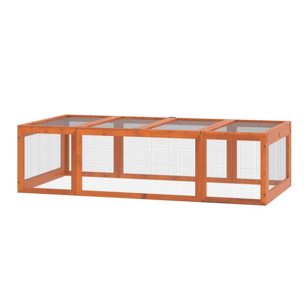 Large Natural Fir Wood Outdoor Rabbit Hutch with Lockable Doors