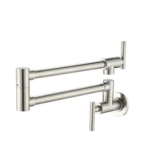 Wall Mounted Pot Filler with Swivel Spout in Brushed Nickel