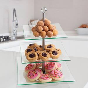 3-Tier Square Glass Buffet and Dessert Stand
