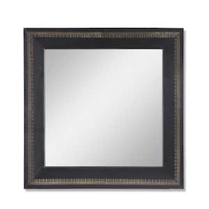 Black 23 in. W x 23 in. Modern Square Wall Mirror with Golden Embossing for Living Room and Bedroom