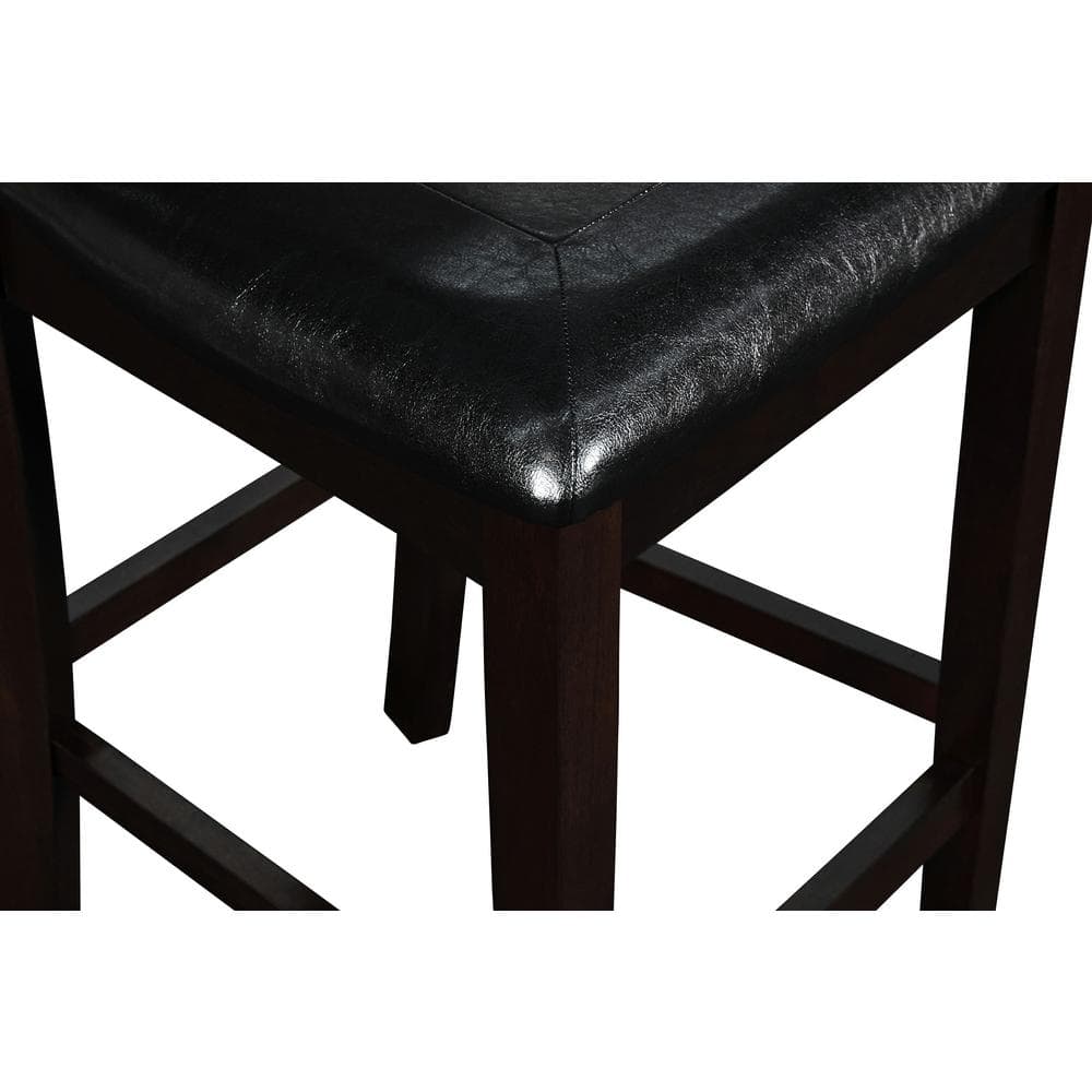 Ebony Round Transitional Wood Pub Table with 4 Chairs