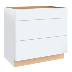 Courtland  36 in. W x 24 in. D x 34.5 in. H Assembled Shaker Drawer Base Kitchen Cabinet in Polar White