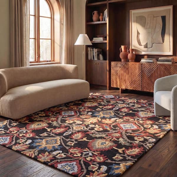 Blossom 2 ft. x 4 ft. Charcoal/Multi Geometric Floral Area Rug
