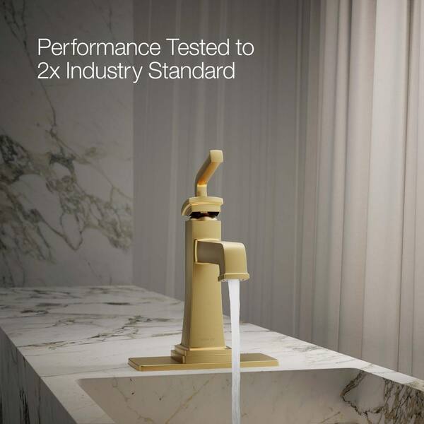 KOHLER Riff Single-Handle Single-Hole Bathroom Faucet in Vibrant Brushed Moderne Brass