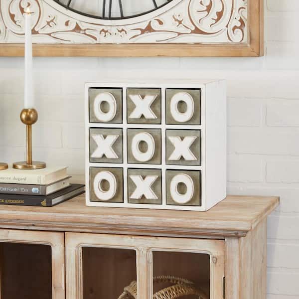 Litton Lane White Wood Traditional Tic Tac Toe Cabinet
