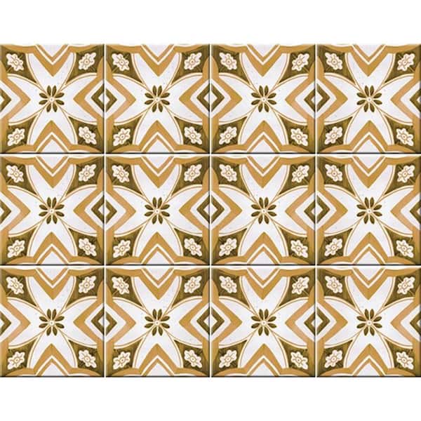 HomeRoots Amelia Beige 8 in. x 8 in. Vinyl Peel and Stick Tile (10.67 sq. ft./Pack)