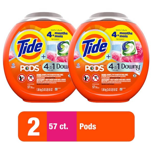 Tide 4-In-1 Downy April Fresh Scent Laundry Detergent Pods (57-Count) (Multi-Pack 2)