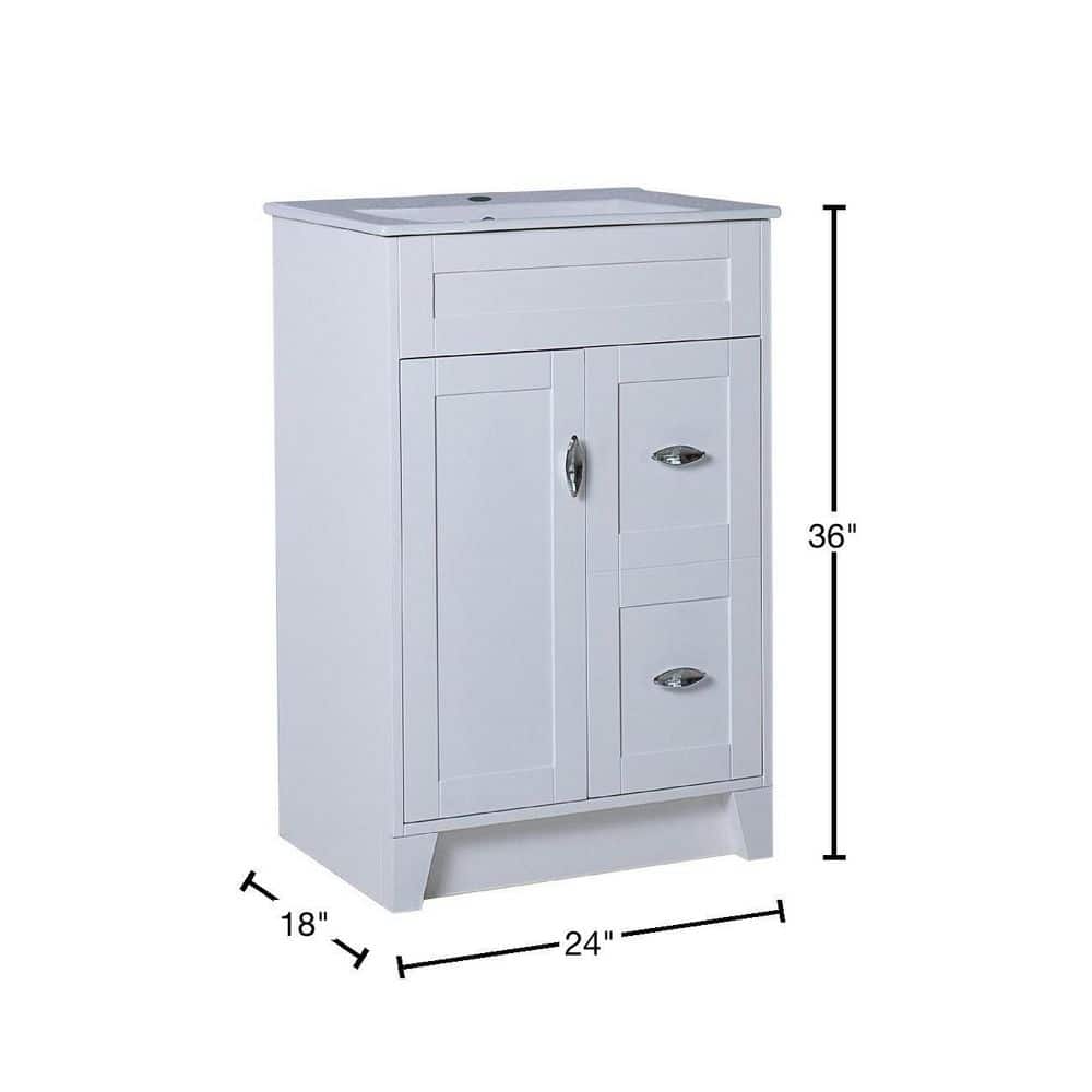 White Freestanding Single Sink Vanity with Chrome Hardware