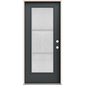 36 in. x 80 in. Left Hand Full Lite Eastfield Decorative Glass Marine Steel Prehung Front Door