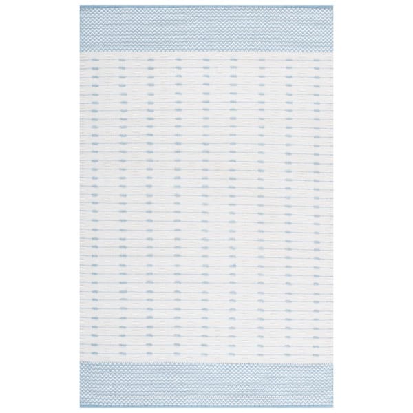 Martha Stewart Denali 5 ft. x 8 ft. Light Blue/Ivory Zig-Zag Striped Area Rug