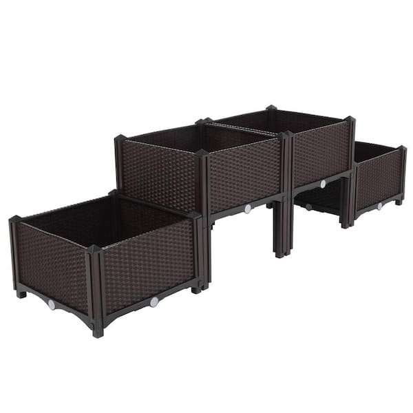 16.93 in. x 15.75 in. x 15.75 in. Brown Plastic Planter Box (4-pack)