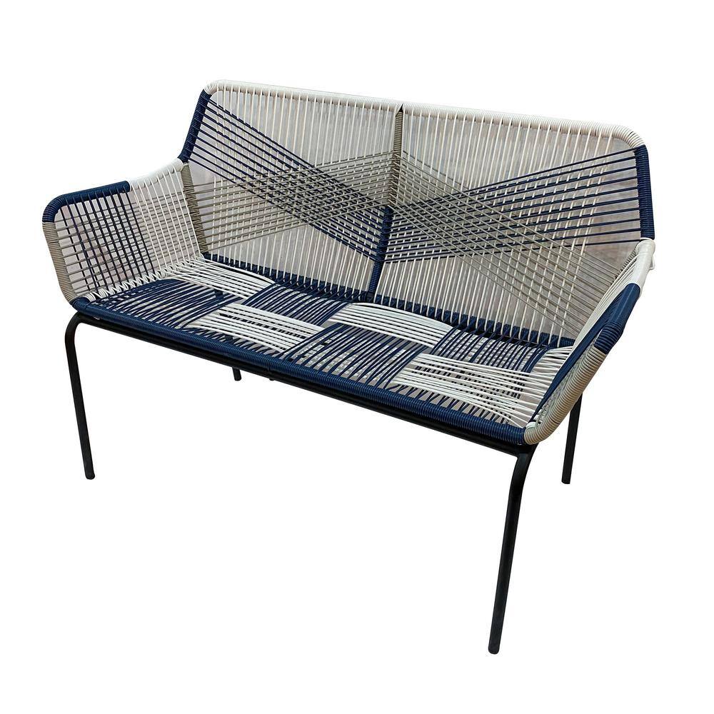 Modern Wicker and Plastic Outdoor Loveseat, 51" Wide