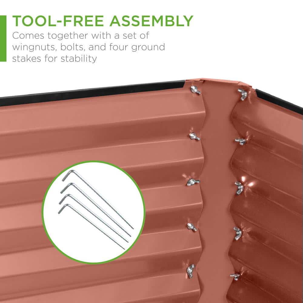 Terracotta 8x4x2ft Outdoor Metal Raised Garden Bed Planter Box