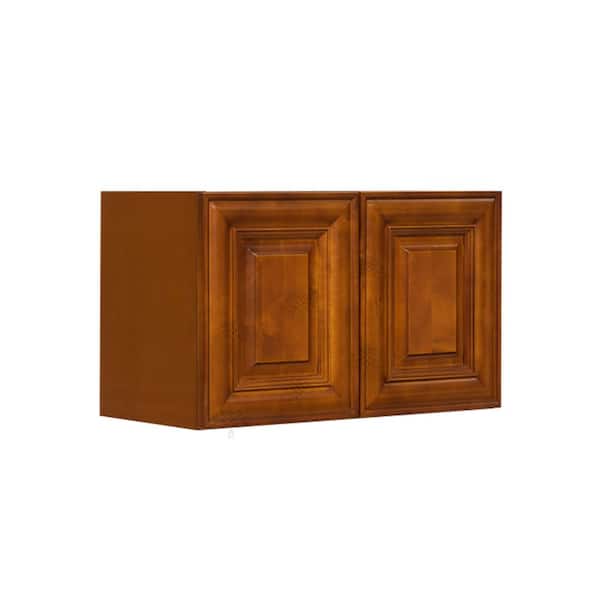 LIFEART CABINETRY Cambridge Assembled 30x18x12 in. Wall Cabinet with 2 Doors No Shelf in Chestnut