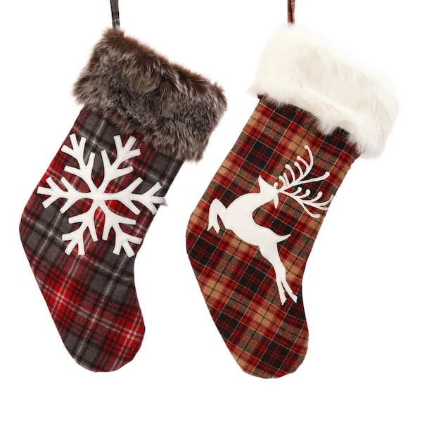 20 Plaid Monogram 'z' Christmas Holiday Stocking With Faux Fur
