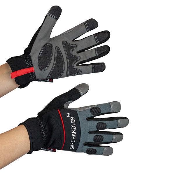SAFE HANDLER Super Grip Gloves | Textured Grip Palm, Non-Slip Texture, Hook  & Loop Wrist Strap, BLACK/BLUE, S/M, 1 pair (2 gloves)
