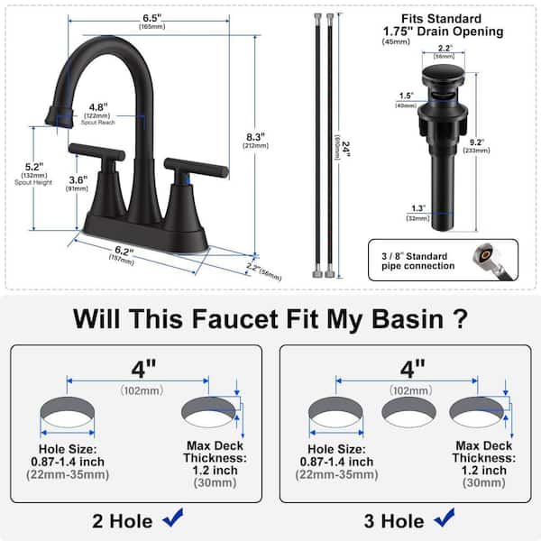 Numhew 1-Set 4 in. Bathroom Faucets for Sink with 2 Handle, 3 Hole
