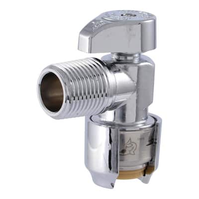 Max 1/2 in. Push-To-Connect X 1/2 in. Mip Chrome-Plated Brass Quarter-Turn Angle Stop Valve