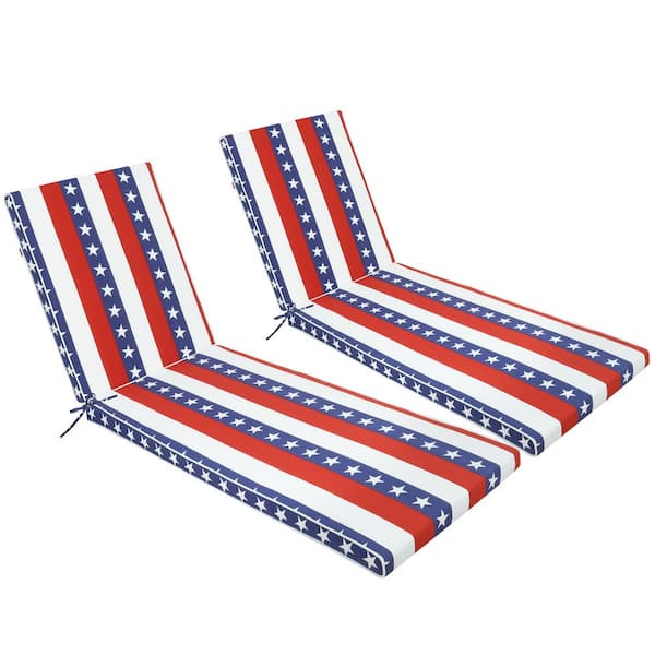 2 Piece Set 22 in. W x 42.9 in. D x 31.5 in. H Chaise Lounge Chair Cushion Replacement Patio Furniture Cushion, Flag