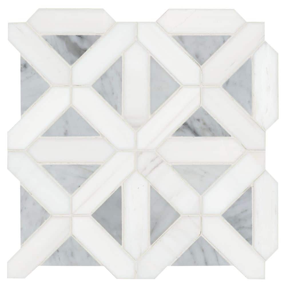 Take Home Tile Sample - Geometrica 4 in. x 4 in. Bianco Dolomite Polished Marble Mesh-Mounted Mosaic Tile (0.25 sq. ft.) price history on PriceWatchPro