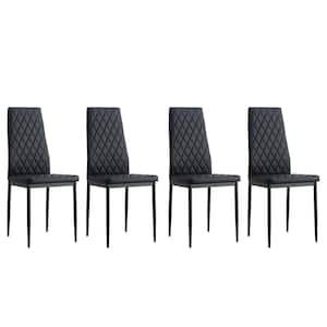 Black Diamond Shaped Counter PU Soft Leather Surface Side Chair Dining Chairs (Set of 4)