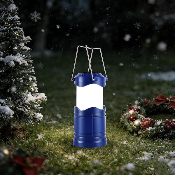 Blue Battery Powered Portable Collapsible Hanging Night Light Bulb