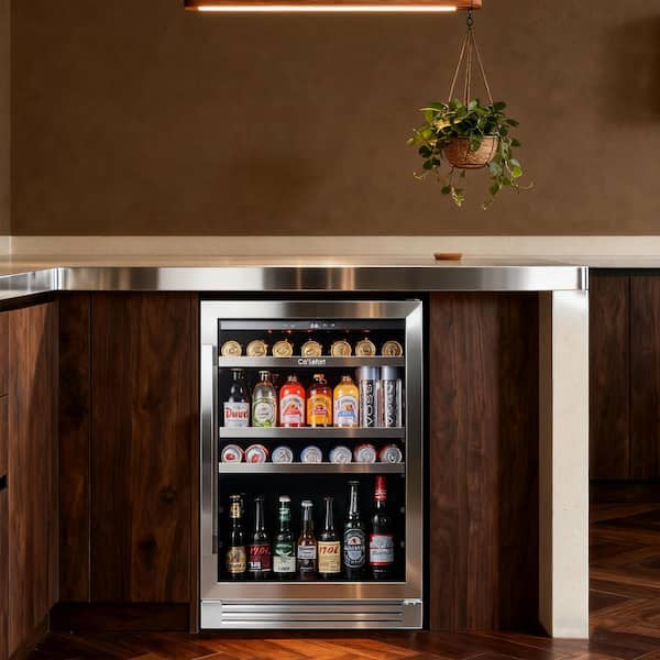 24 inch 220 Cans(12 oz.) Beverage Cooler Beer Drink Refrigerator Built-in or Under-Counter Fridge Quiet Compressor