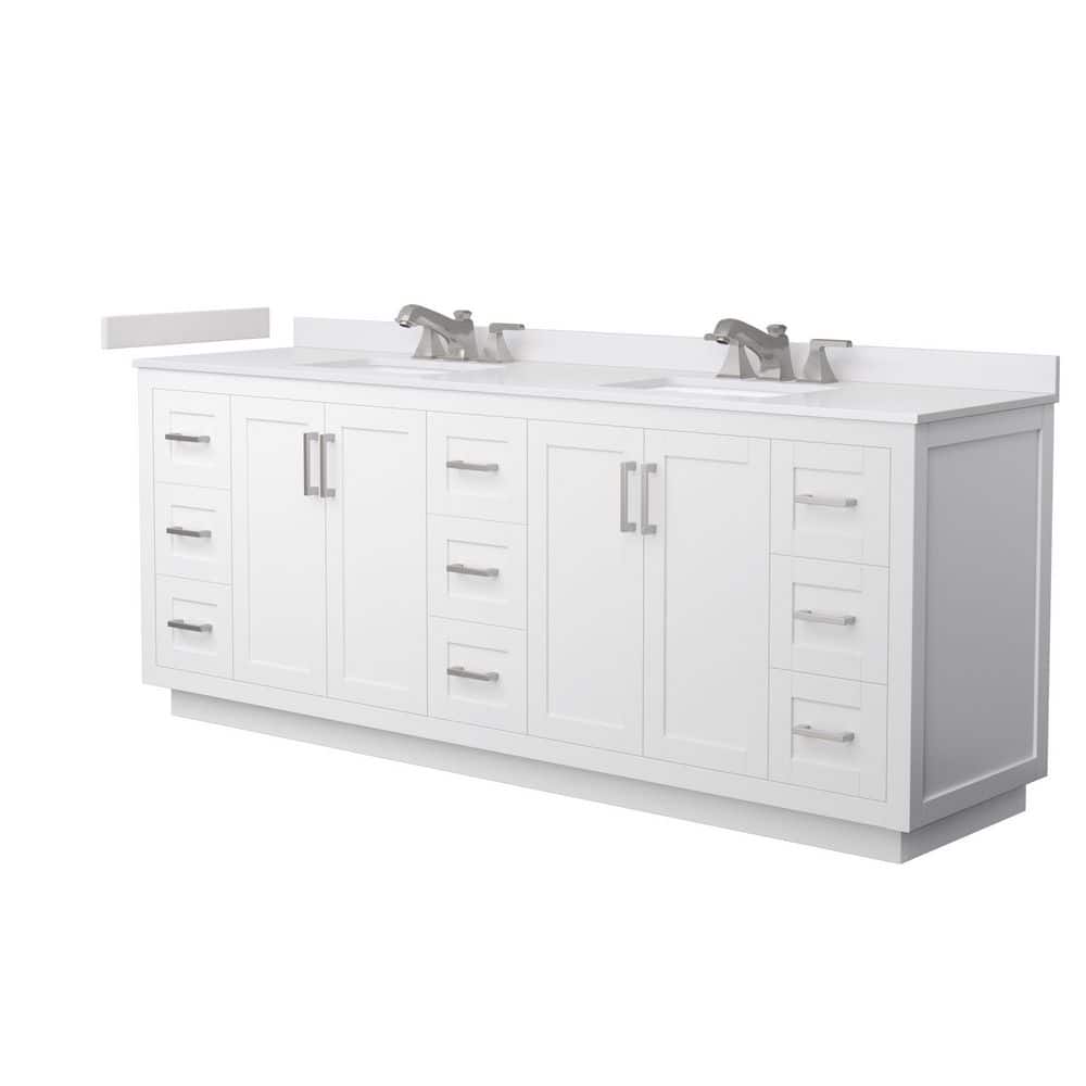 Miranda 84 in. Double Freestanding White Bath Vanity with White Cultured Marble Top Assembled price history on PriceWatchPro