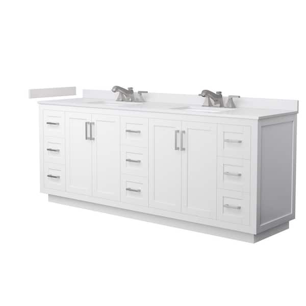 Miranda 84 in. Double Freestanding White Bath Vanity with White Cultured Marble Top Assembled