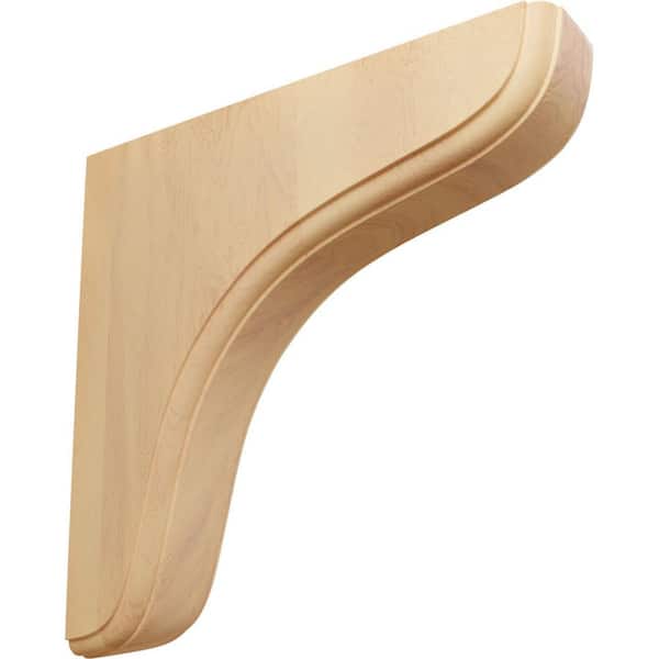 Ekena Millwork 1-3/4 in. x 7-1/2 in. x 7-1/2 in. Red Oak Eaton Wood Bracket