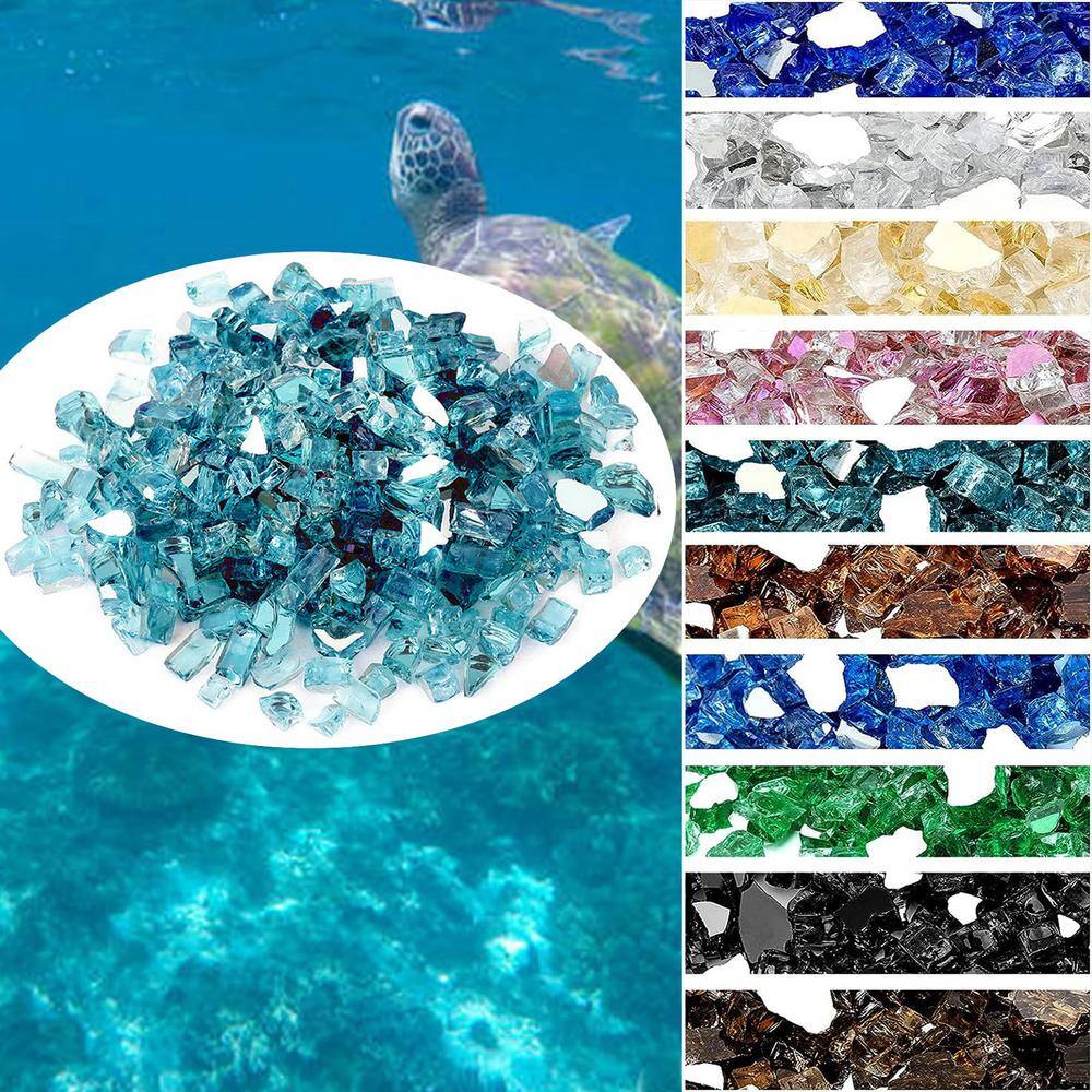 Aqua Blue Reflective Fire Glass Rocks, 10 lb, 1/4 Inch