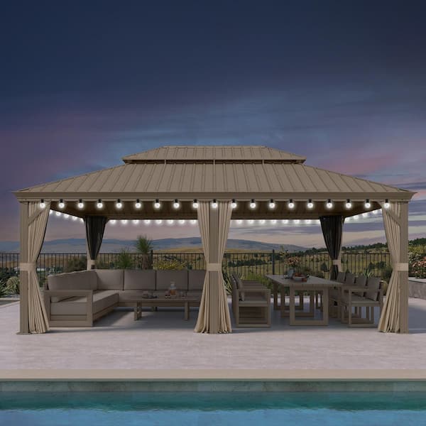 PURPLE LEAF 14 ft. x 16 ft. Bronze Patio Outdoor Gazebo for