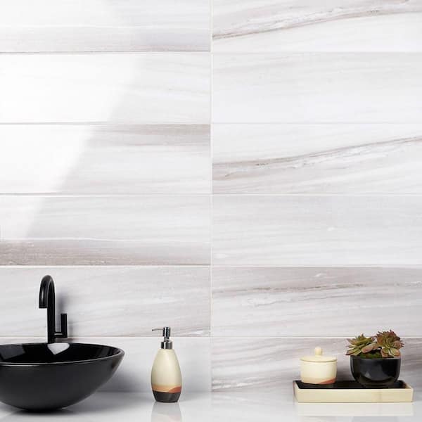 Samoa Gray 7.87 in. x 23.62 in. Polished Ceramic Wall Tile (10.32 sq. ft./Case)