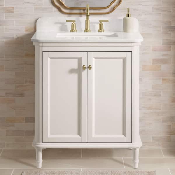 Cliveden 30 in. Single Sink Freestanding Cameo White Bath Vanity with Volakas Engineered Stone Top (Assembled)