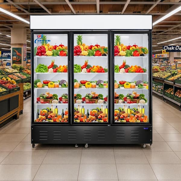 76 in. 58 cu. ft. NSF Commercial 3-Glass Door Merchandiser Display Refrigerator in White