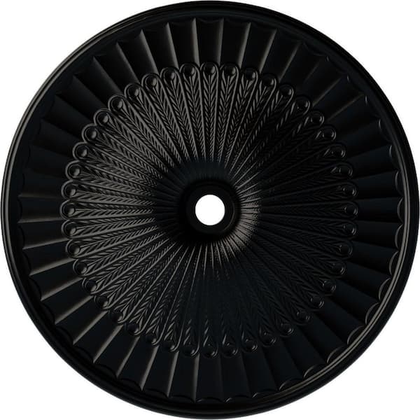 Ekena Millwork 3-3/8" x 51" x 51" Polyurethane Galveston Ceiling Medallion, Hand-Painted Jet Black