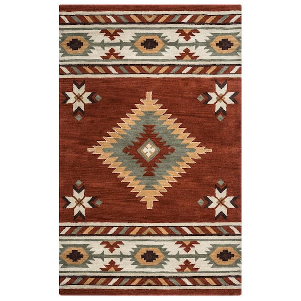 Unbranded Ryder Rust 5 ft. x 8 ft. Native American/Tribal Area Rug