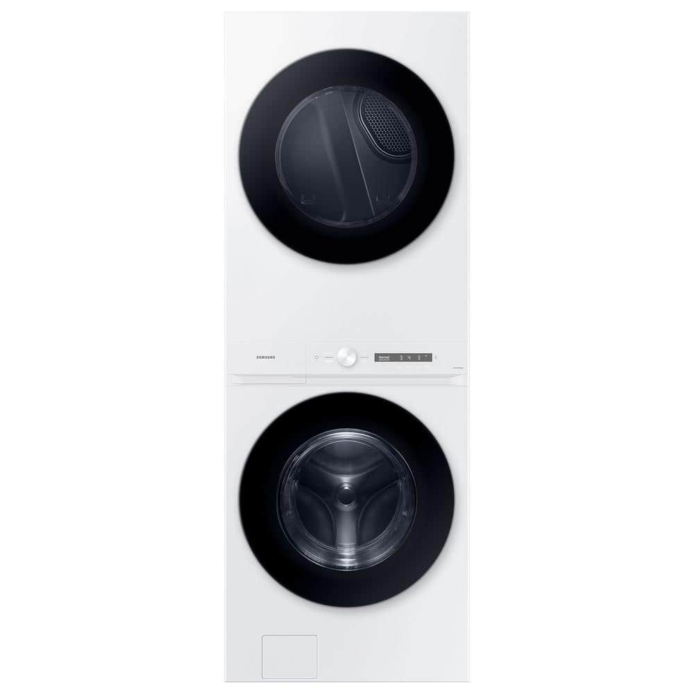 Bespoke 4.6 cu. ft. Capacity Single Unit AI Laundry Hub Washer with Steam Wash and 7.6 cu. ft. Gas Dryer in White
