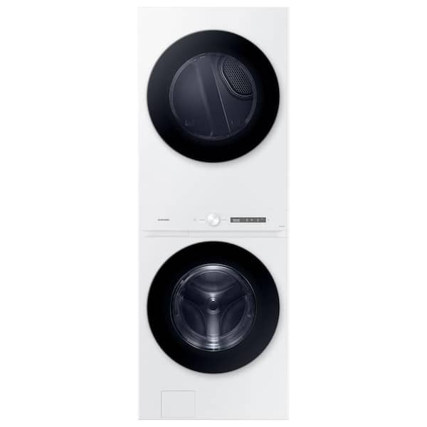 Samsung Bespoke 4.6 cu. ft. Capacity Single Unit AI Laundry Hub Washer with Steam Wash and 7.6 cu. ft. Gas Dryer in White