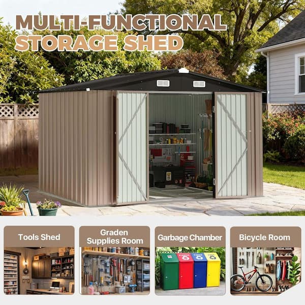 Sizzim 8 ft. W x 6 ft. D Metal Storage Shed with Floor, Lockable