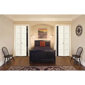 30 in. x 80 in. Conmore French Vanilla Paint Smooth Hollow Core Molded Composite Interior Closet Bi-Fold Door
