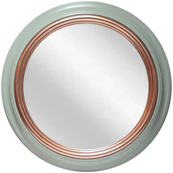 Infinity Instruments 24 in. W x 24 in. H Ornate Wall Mirror - Sage Green & Copper Plastic Frame