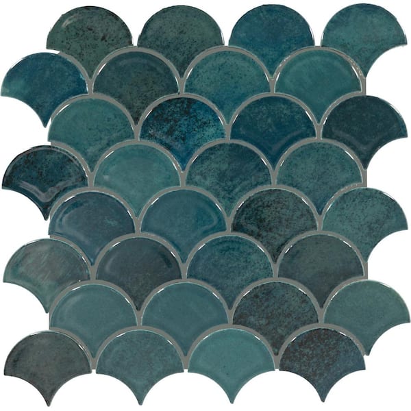 Daltile Miramo Horizon 13 in. x 13 in. Glazed Ceramic Fan Mosaic Tile (10.2 sq. ft./case)